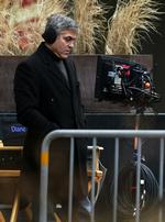 Clooney under optagelserne til 'Ides of March', en film om amerikansk politik baseret på et teaterstykke af Beau Willimon. 