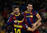 ANKLAGET. Barcelonas Sergio Busquets (tv) kan risikere at blive udelukket for Champions League-finalen. 