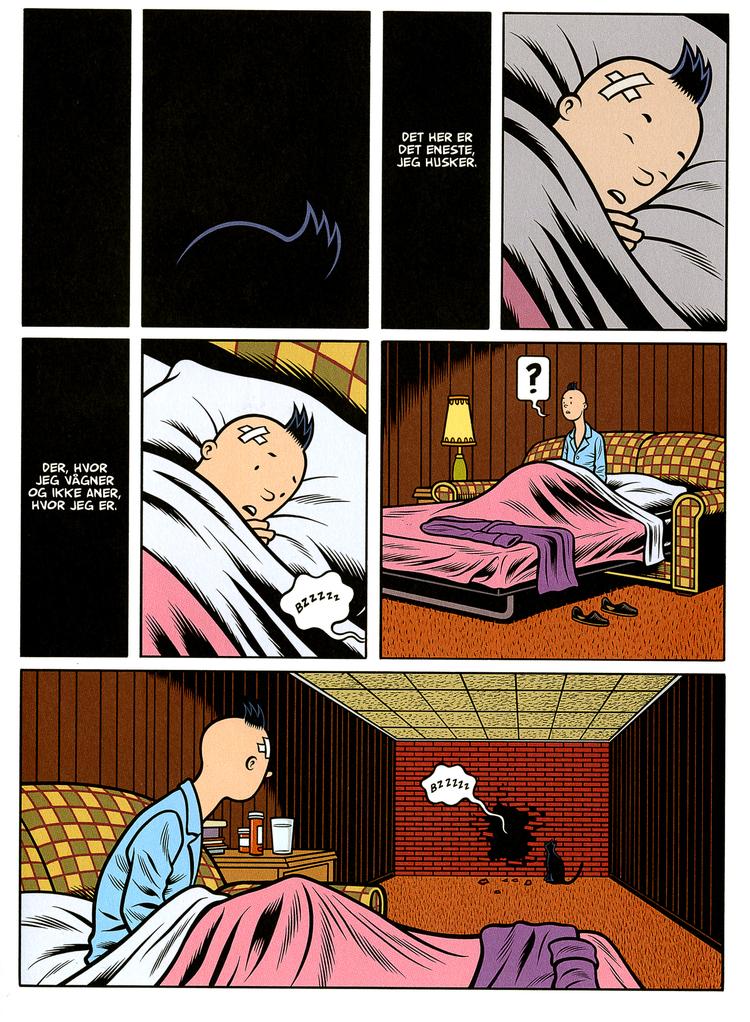 Hommage. Charles Burns refererer til Tintin  allerede fra historiens start. 