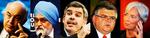 Muligheder. Der er en helt stribe navne i spil som ny IMF-topchef. Fra venstre er det: Kemal Darvis, Montek Singh Ahluwalia, Mohamed el-Erlan, Agustin Carstens og Christine Lagarde. 