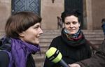 Talskvinder. Tannie Nyboe (t.v.) og Stine Gry Jonassen (t.h.) var talskvinder for klimanetværket Climate Justice Action under klimatopmødet i København i 2009. 