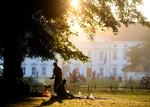 åndehul. Berlinerne elsker deres parker, her Tiergarten med aftensol, grill og vandpibe -og Schloss Bellevue i  baggrunden. Foto: Berthold Stadler/dapd 