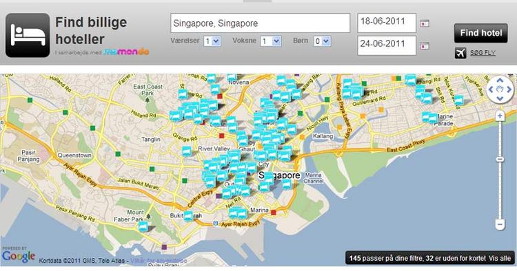KORT. Et samarbejde med Google Maps gør, at du kan se præcis, hvor hotellet ligger. 