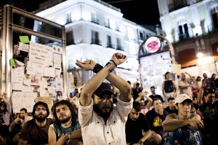 Frustration. Madrid 26. maj, hvor politiken.dk besøgte lejren med de mange unge spanske demonstranter. 