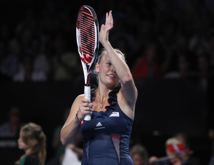 Sejr. Caroline Wozniacki besejrede i en ikke helt fyldt Farum Arena amerikanske Irina Falconi. 