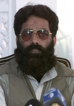 KASHMIR MILITANT SPEAKS A NEWS CONFERENCE IN ISLAMABAD.