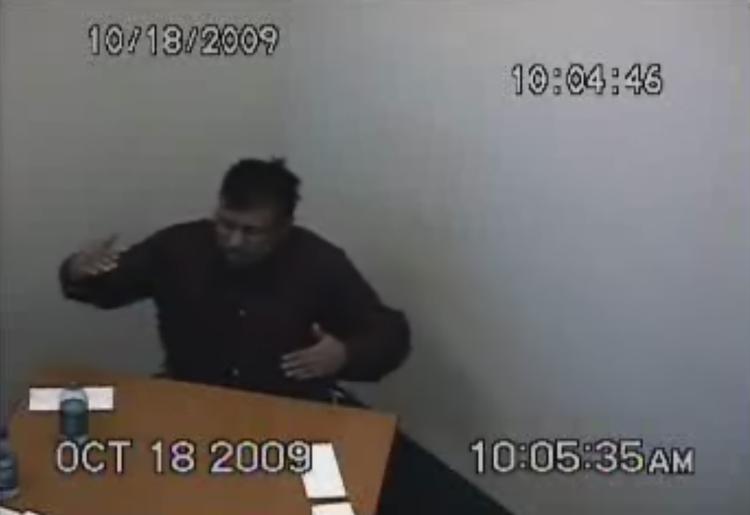 Afhøring. Tahawwur Hussain Rana afhøres. Bevismateriale fra The United States Department of Justice 