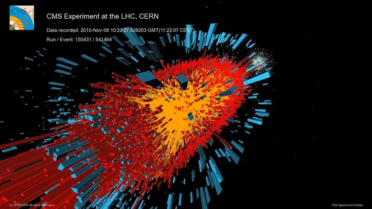 Eksperiment. Denne illustration fra Cern viser, hvordan det ser ud, når ioner kolliderer med ekstremt høj hastighed. 