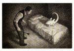 Fantastisk. Shaun Tan har sakset indtryk fra gamle stumfilm, sort-hvide fotos, bedagede blade og sin egen indre emigrant. Tegning: Fra 'Ankomsten' af Shaun Tan 
