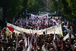Demo. Demonstranter fyldte godt på den centrale Syntagma-plads i Athen i dag. 