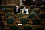 Britta Schall Holberg deltager i koret af Venstrefolk, der kritiserer Kritiker. Dansk Folkepartis retorik i grænsesagen. Her ses hun sammen med sin partifælle Ejvind Vesselbo. 