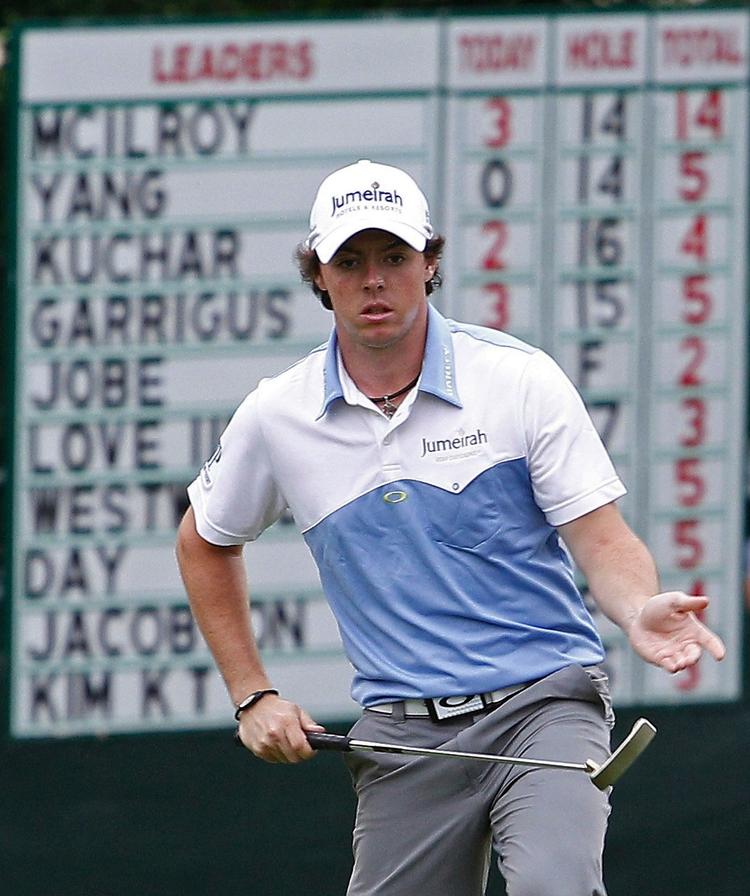 forspringet. På et tidspunkt under tredje runde var Rory McIlroy ni slag foran normeste konkurrent, men nordireren kiggede ikke selv på leaderboardet under US Open. 