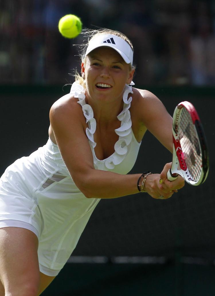 Vinder. »Vinden kom meget i stød og fløj rundt på banen. Så det gjorde det hele lidt svært«, siger Wozniacki. 