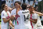 kontrakter. Alessandro Matri (venstre) fejrer en scoring sammen med holdkammerater i Juventus. Angriberen er en af fire lejsvende, som Torino-klubben har skrevet en permanent kontrakt med. 