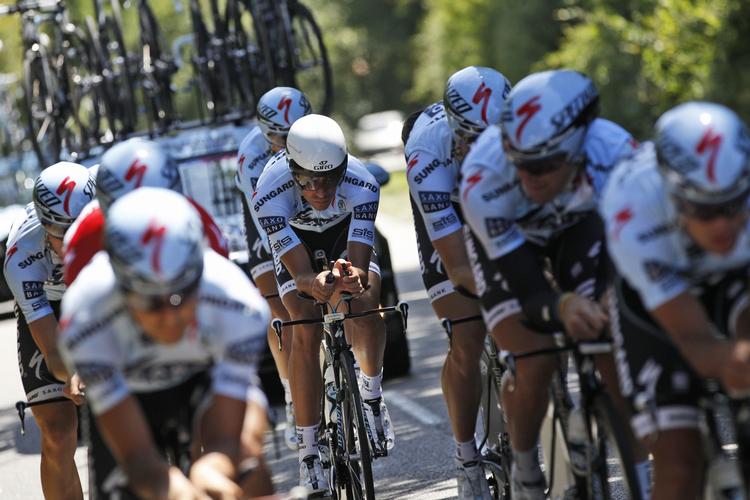 godkendt. Rytterne fra Saxo Bank-Sungard fik ros af holdejer Bjarne Riis efter en ottendeplads på dagens holdtidskørsel ved Tour de France. 