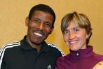 FARTDJÆVLE. Haile Gebrselassie og Irina Mkitenko - nogle af verdens hurtigste maratonløbere er klar til Berlin 25. september. 