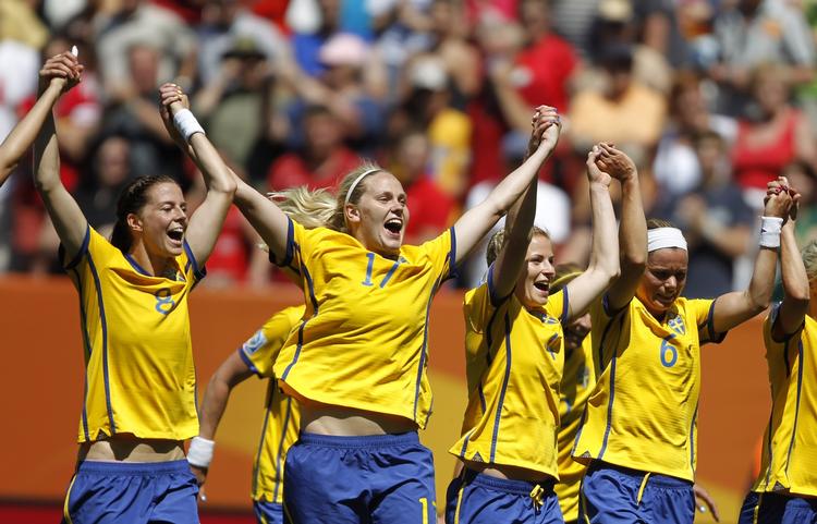 jubel. Det svenske kvindelandshold besejrede Australien og er klar til VM-semifinalen. 