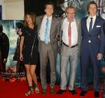 Fra venstre til højre: Natalia Tena,  James Phelps, Mark Williams og  Oliver Phelps i Paris. 