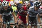 Entre. Tour-favoritterne Andy Schleck, Cadel Evans og Alberto Contador er klar til de høje bjerge. 
