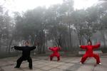I Kina mødes man i den tidlige morgendis for at træne taijiquan. Disse møder er forbillede for de gratis prøvetræninger i Kongens Have. Arkivfoto: AP 