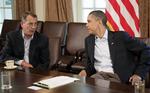Umage. Den republikanske formand for Repræsentanternes Hus, John Boehner og præsident Barack Obama er ikke de bedste venner. Men de skal i fællesskab finde en løsning på USA's gældsproblemer. 