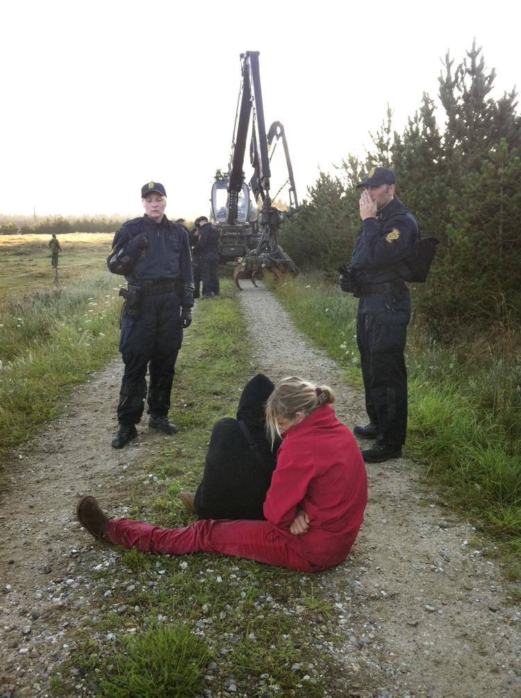 Fældning. Med 10 dages forsinkelse er det lykkedes politiet at bekæmpe demonstranternes modstand mod fældningen af 12 hektar skov. 