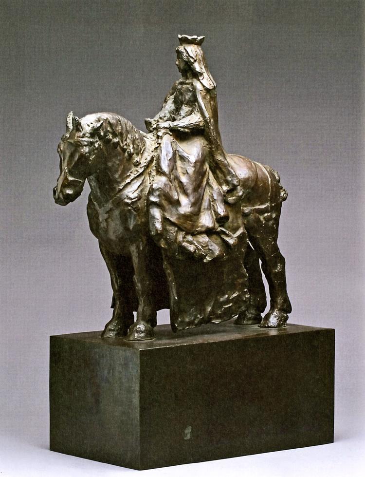 Bronze. I 1897 fik Anne Marie Carl-Nielsen støbt denne statuette i bronze af dronning Margrete I, som først blev realiseret i stort format længe efter kunstnerens død. Tilhører Odense Bys Museer. 