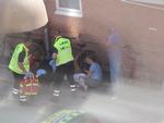SKUDT. To mænd blev i går ramt af skud på Nørrebro. Politiet anholdte efterfølgende en person for at skjule en pistol på Bispebjerg Hospital. -Foto: Øjenvidne 