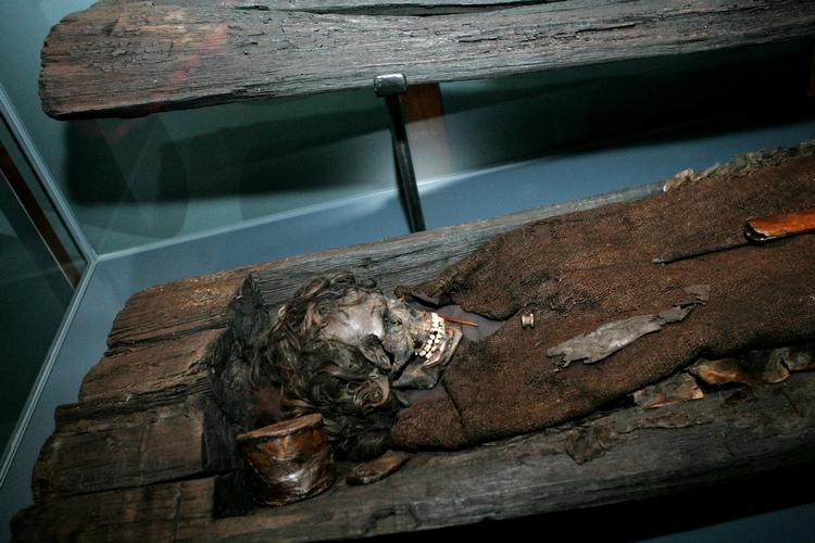 gravfund. Bronzealdermenneskerne "Højfolket" blev fundet ved den første åbning af Borum Eshøj. Fundene kan i dag ses på Nationalmuseet. 