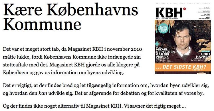 Håb.Det er dette brev, folkene bag Magasinet KBH håber, at endnu flere vil 'skrive under på' . Foreløbig har mere end 2.000 giver deres støtte til brevet. 