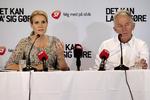 Valgstart. Helle Thorning-Schmidt og Villy Søvndal på Ryslinge Højskole på Fyn i dag, hvor de to partiledere skød deres valgkamp i gang ved et debatarrangement. 