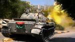 Gadekamp. Denne tank, der er blevet erobret af oprørerne, kæmper nu videre. Situationen er fra opgøret om byen Zawiya nær Tripoli. 