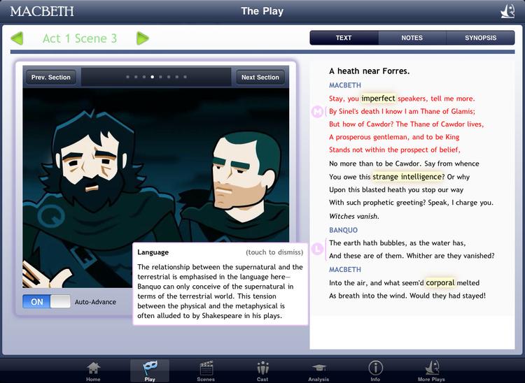 Shakespeares Macbeth er i iPad-udgave en meget tilgængelig størrelse, der dog stadig byder på mængder af klassisk dannelse og lærdom. 