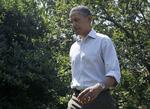 Bekymret. Præsident Obama på vej fra podiet efter sin tale om orkanen Irene. 