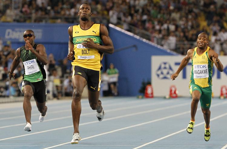 suveræn. Usain Bolt løb kun igennem på de første 90 meter, men det var nok til sejr. 