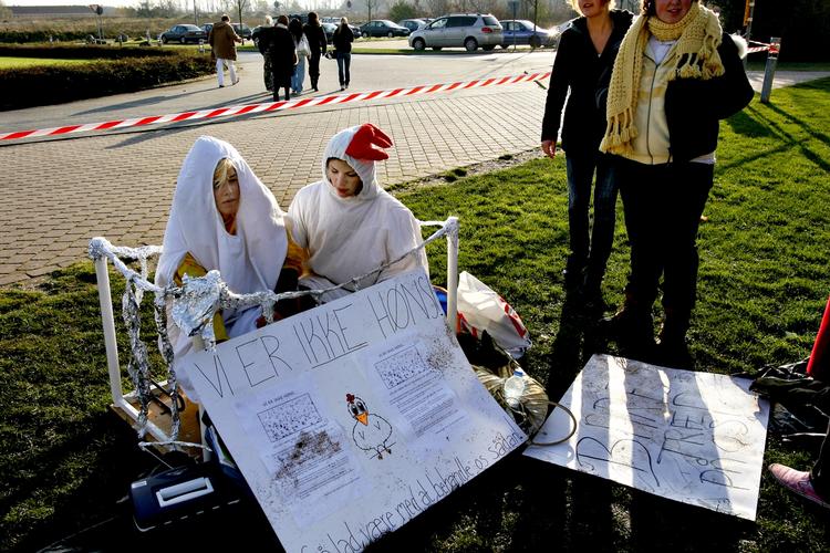 Burhøns. Gymnasieelever har tidligere aktioneret mod den økonomiske situation og - hvad de opfatter som - for mange elever i klasserne. Billedet er fra 2006, hvor elever fra Hillerød Handelsgymnasium beskrev, hvordan de oplevede situationen. 