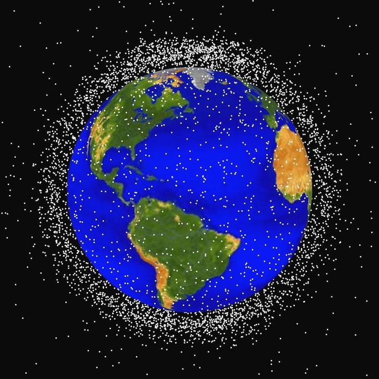 Rumskrot. Jordens atmosfære er fuldt med objekter af alskens slags. NASA har med denne computer grafik skabt efter overblik over omfanget. 