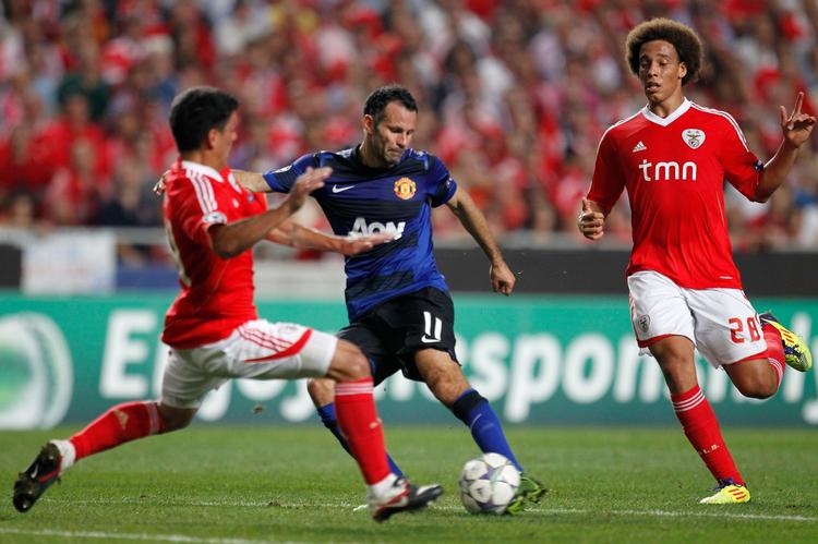 VETERAN. Ryan Giggs slog med sit mål til 1-1 sin egen rekord som den ældste målscorer i Champions League. 