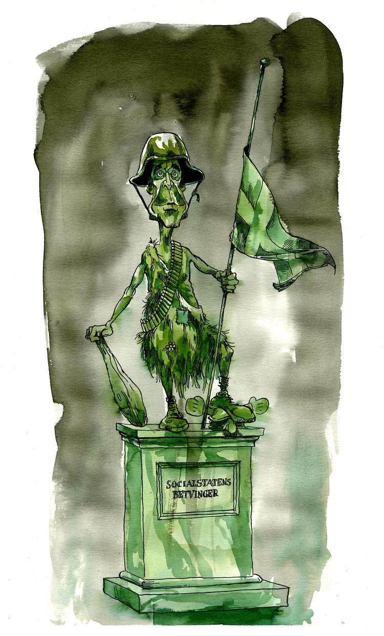 Eftermæle. Anders Fogh Rasmussen i Politiken-tegner Roald Als' streg. Tegning: Roald Als (arkiv) 