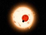 TVILLINGESOL. Kepler-16b og de to sole, som de illustreres af Nasa. 
