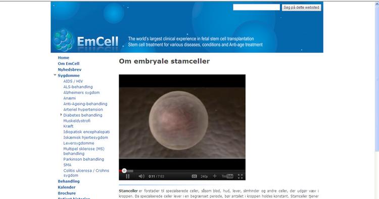 REKLAME. Virksomheden reklamerer for behandlingerne på sin danske hjemmeside. 