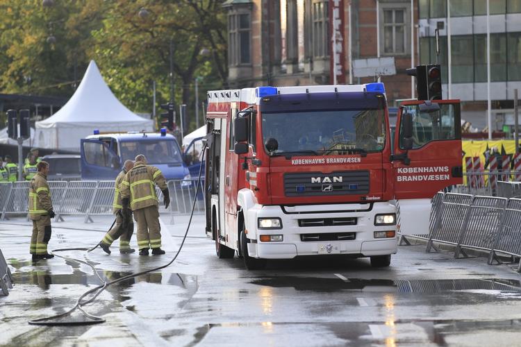 Alarm. Brandvæsenet kom på arbejde på VM-ruten. 