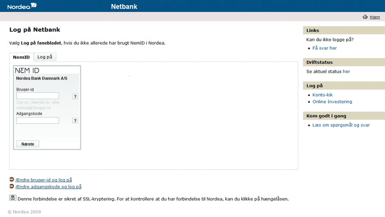Hvis en uforsigtig bruger klikker på linket i den pågældende e-mail flyttes denne over på den forfalskede webside, der forsøger at høste NemID logins og passwords. 