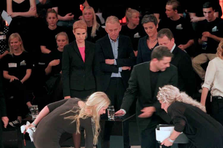 Valg. Partilederne har deltaget i adskillige debatter på Danmarks Radio. Her fanget i et øjeblik op til et af programmernes start. 