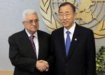 Møde. Abbas mødte i dag Ban i FN's hovedkvarter i New York. 