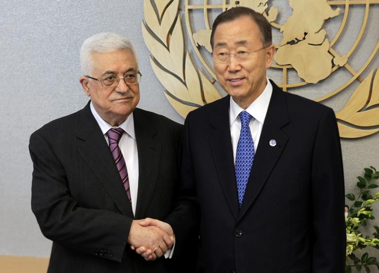 Møde. Abbas mødte i dag Ban i FN's hovedkvarter i New York. 