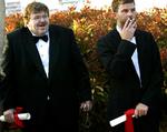 Cannes. Michael Moore på Croisetten i 2004, hvor han vandt De Gyldne Palmer. Her sammen med instruktøren Paul Thomas Anderson. 