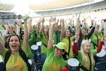 SAMBA-SUCCES. Dansk slagtøjsgruppe fik Berlinløberne varmet op på byens olympiske stadion. 