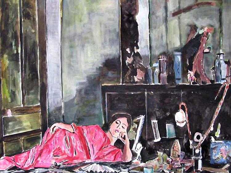 røgslør. Bob Dylans maleri med titlen 'Opium' (øverst) udstilles for tiden på det store Gagosian Gallery på Manhattan i New York. Men nogen genkendte motivet. Léon Busy, der fotograferede i første halvdel af det 20. århundrede, fangede oprindeligt 'Kvinde, der ryger opium'. Se billede lige nedenfor. 