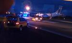 Motorbrand. Cimber-indenrigsfly fotograferet umiddelbart efter nødlandingen. 